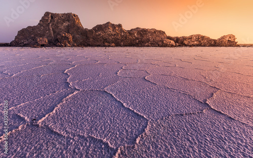 The natural salty rivers of Assal Lake in Ethiopia, Africa