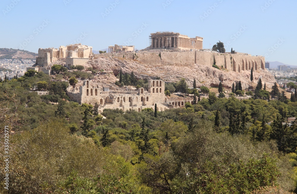 Vue sur L'Acrople et le Parthénon à Athènes
