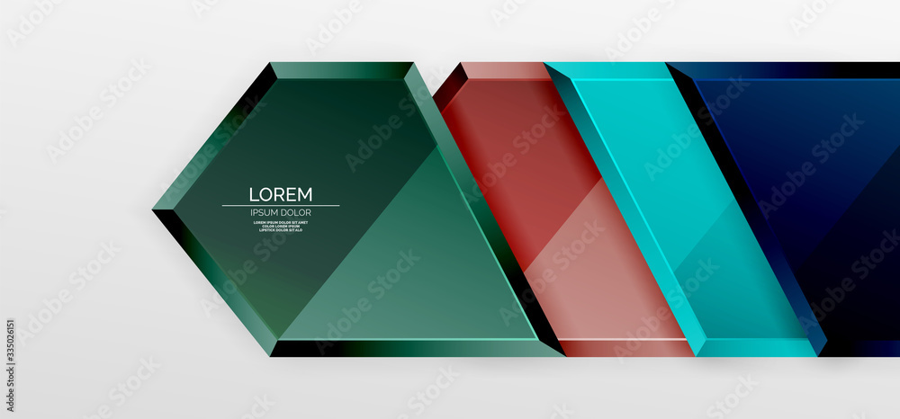 Metal glossy shiny geometric shapes with 3d effect composition. Techno futuristic vector abstract background For Wallpaper, Banner, Background, Card, Book Illustration, landing page