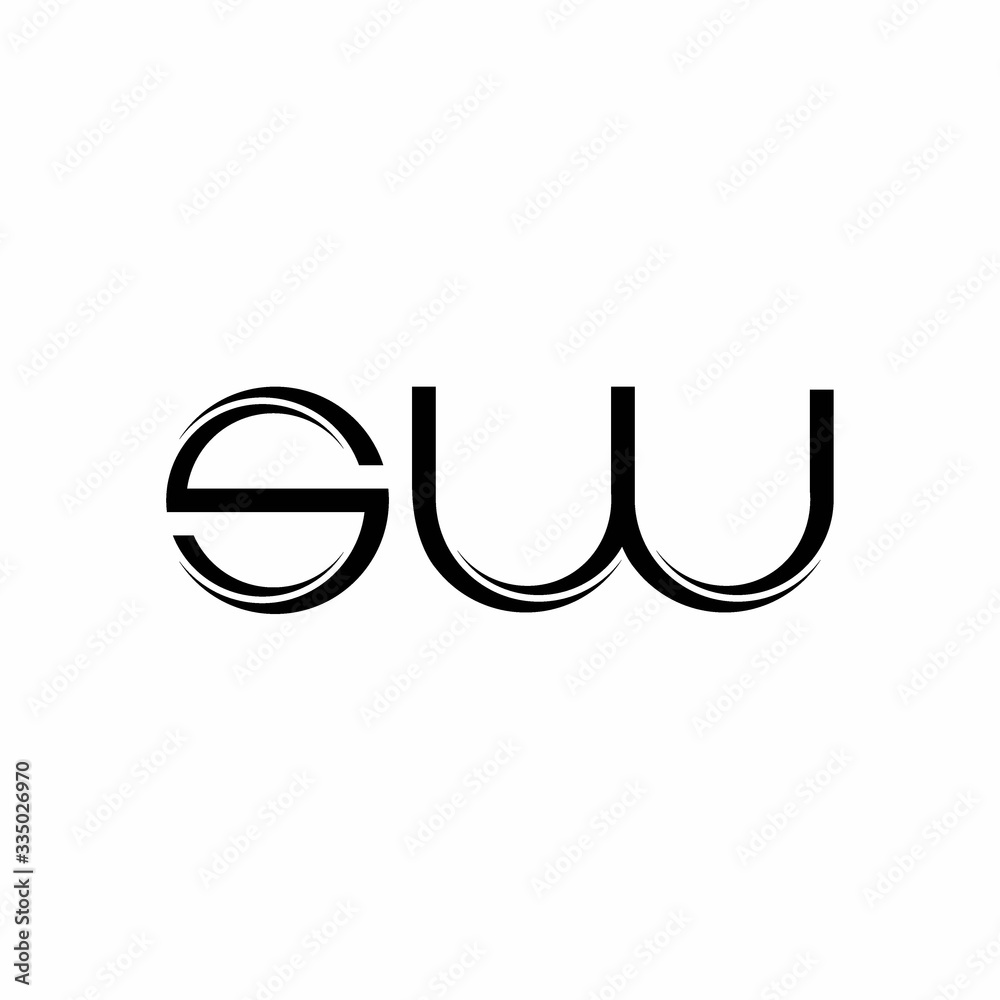 Fototapeta premium SW Logo monogram with slice rounded modern design template