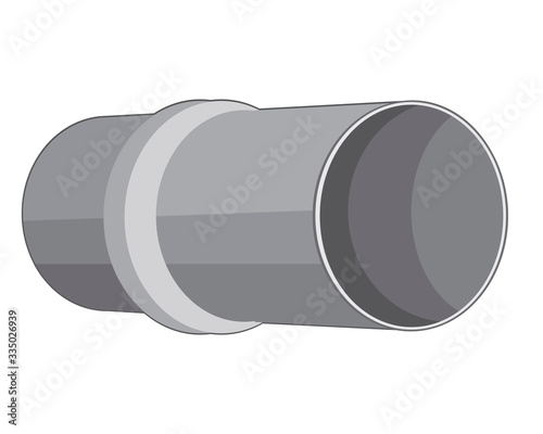 Plastic or metal cutaway pipe isolated on a white background for design. Blurring stock vector illustration with industrial pipeline as a sewer system concept
