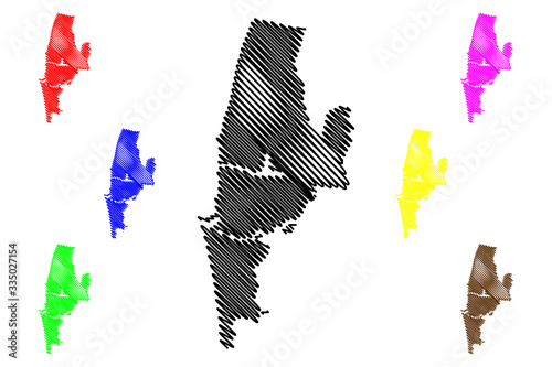 Liepaja City (Republic of Latvia, Administrative divisions of Latvia, Republican cities) map vector illustration, scribble sketch Liepaja map