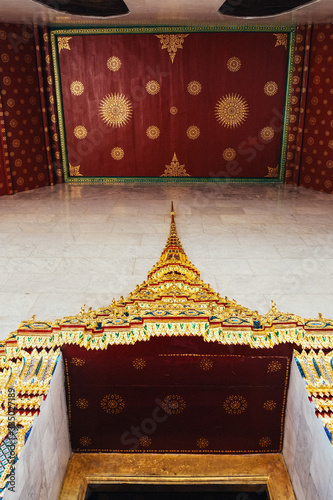 Golden buddha at entrance of Wat Rakang Bangkok, Thailand photo