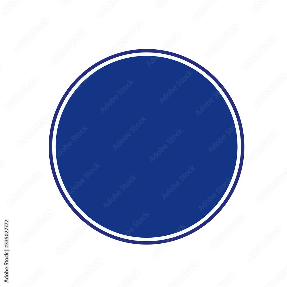 Original Color Road Sign Blue Circle Blank , Isolated on Transparent Background,Vector Illustration