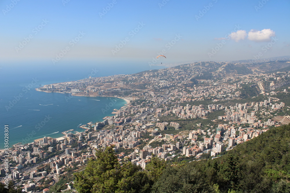 Panoramic view of Harissa in Lebanon