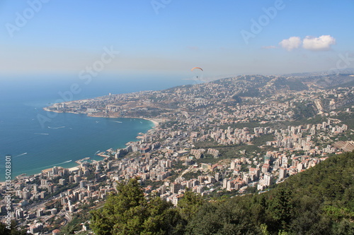 Panoramic view of Harissa in Lebanon