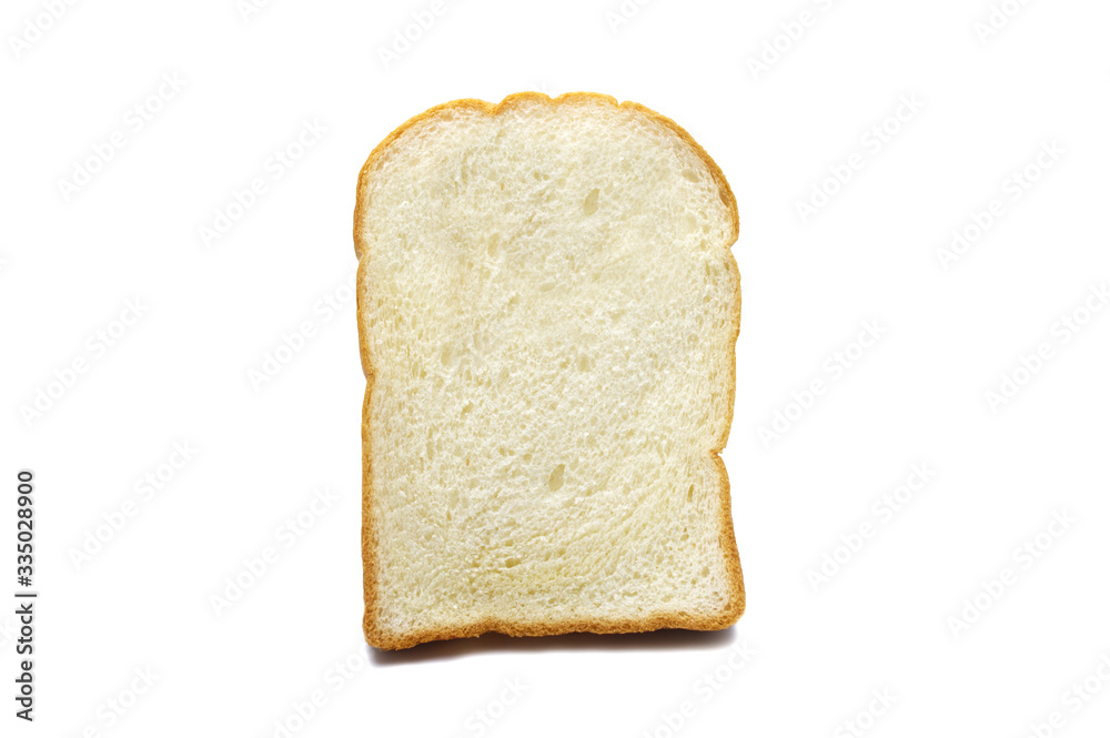 Slice of fresh homemade baked bread isolated on white background.