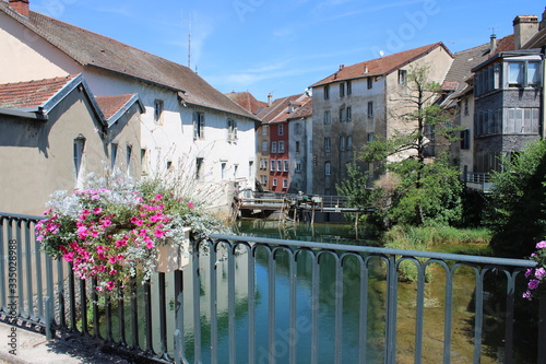 Colorful houses in old French town