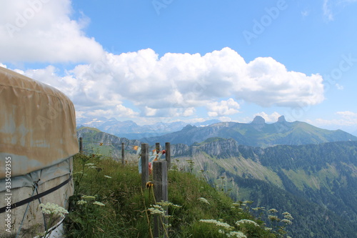 Panorama of mountains in the Swiss Alps