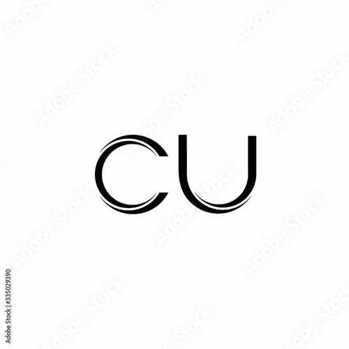 CU Logo monogram with slice rounded modern design template
