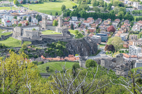 Aerial view of Castelgrande Castle in Bellinzona