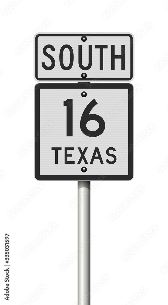 Vector illustration of the Texas State Highway road sign on metallic pole Vector illustration of the Texas State Highway road sign on metallic pole