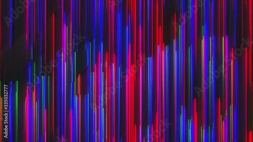 Computer generated chromatic aberration bands. Pixel multi-colored neon noise. 3d rendering abstract background