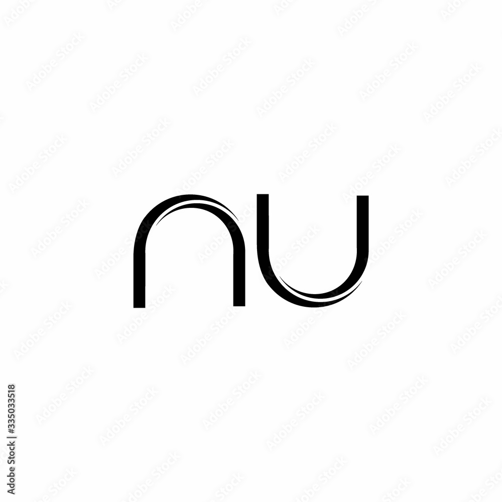 NU Logo monogram with slice rounded modern design template