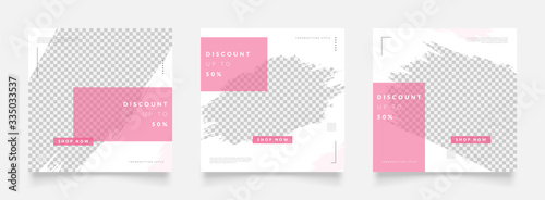 social media post template for digital marketing and sale promo. fashion advertising. banner offer. pink color. mockup photo vector frame illustration