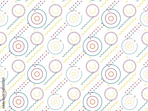  concentric circles and zigzag on a seamless spring pattern.