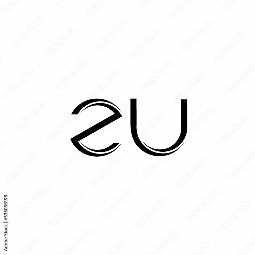 ZU Logo monogram with slice rounded modern design template