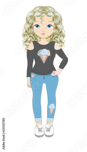 girl blonde in jeans
