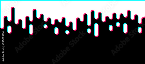 White liquid flowing down on black background.