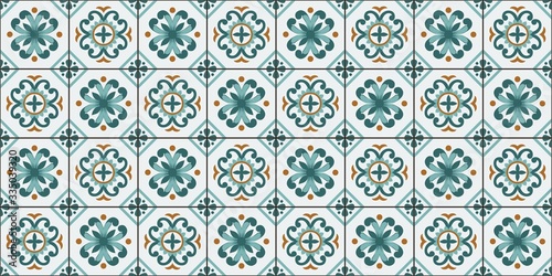 Mediterranean seamless pattern from Moroccan tiles, Azulejos ornaments. Can be used for wallpaper, pattern fills, web page background,surface textures. Vector