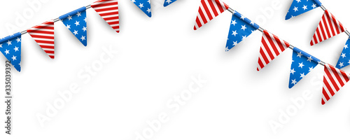 American triangle flags banner background.
