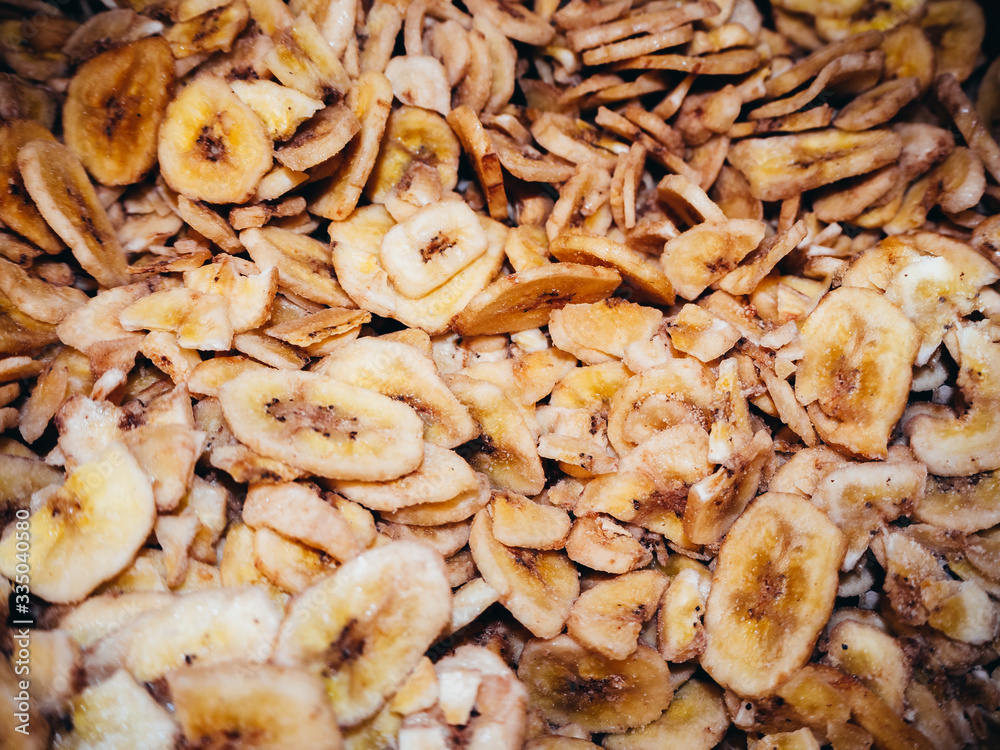 A lot of dried bananas shot close. A lot of dried bananas shot close.
