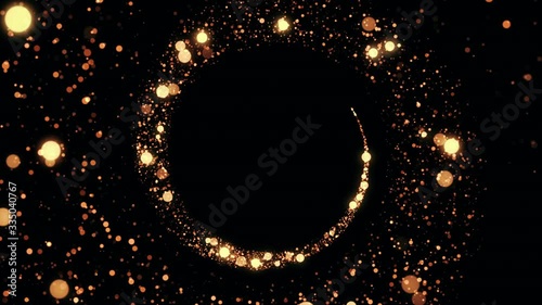Abstract award background with golden particles. Countdown vortex for holiday concept. Seamless loop.