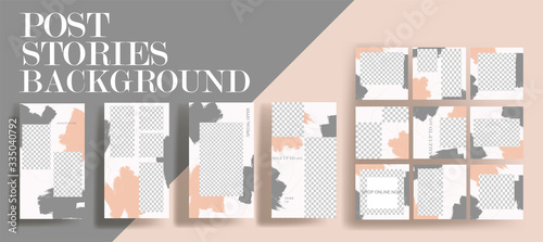 Design backgrounds for social media banner. Set of instagram stories and post frame templates.Vector cover. Mock up for personal blog or shop.Layout for promotion.Endless square puzzle layout