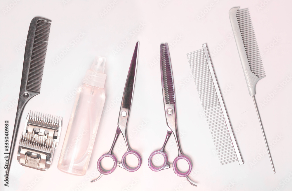 scissors, combs, shaving knives Barber tools