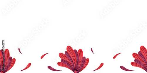 Seamless banner with hygge leaves in flat style.