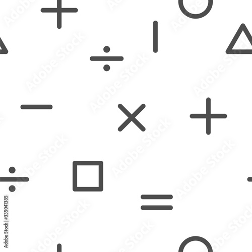 Abstract seamless pattern with plus ,minus ,times ,equals ,divided sign.