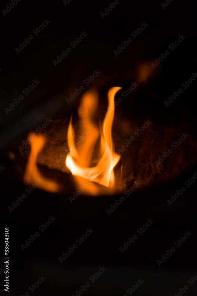 fire in fireplace