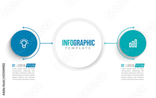 Minimal Business Infographics template. Timeline with 2 steps, options and marketing icons .Vector linear infographic with two conected elements. Can be use for presentation. photo