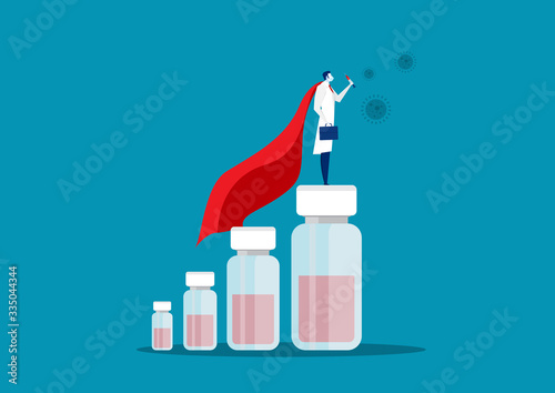 Doctor research vaccine to success vector