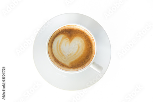 Coffee art on white, coffee art on top angle (isolated)