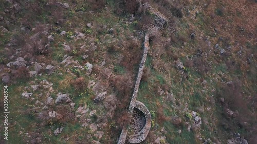 Ottoman Fortress Spuž Fortified Stone Walls. Kameni Zidovi Turske Tvrdjave Spuz. photo