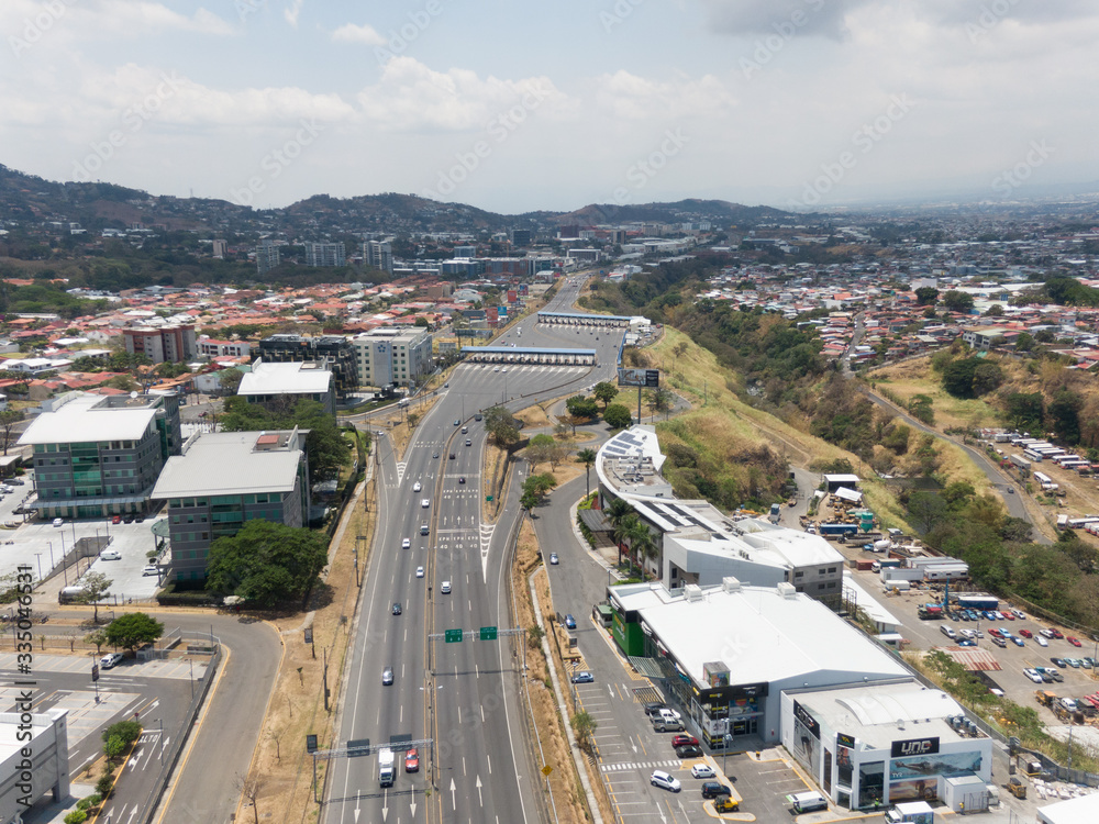 View of Escazu to the West over Ruta 27 and Toll Booth View of Escazu to the West over Ruta 27 and Toll Booth