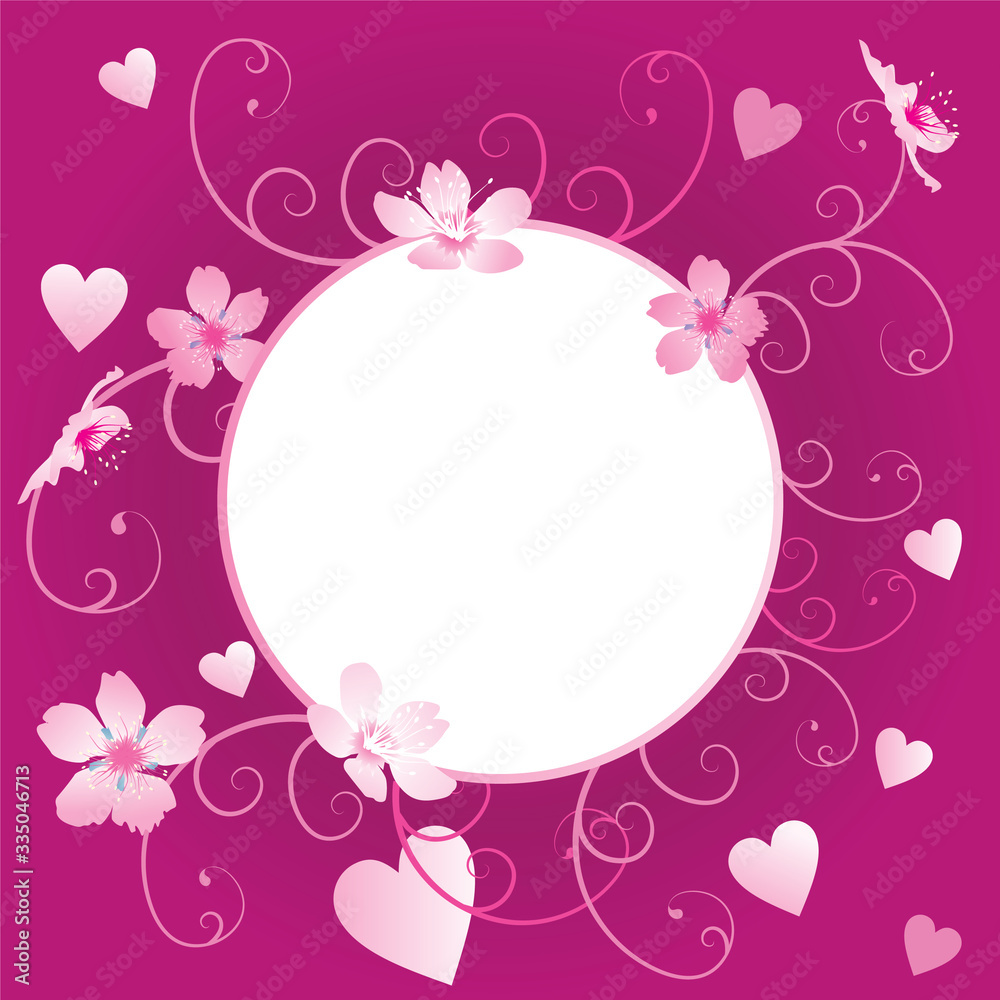 pink flowers curves frame romantic template