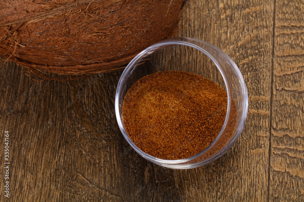 Coconut brown sugar in the bowl Coconut brown sugar in the bowl
