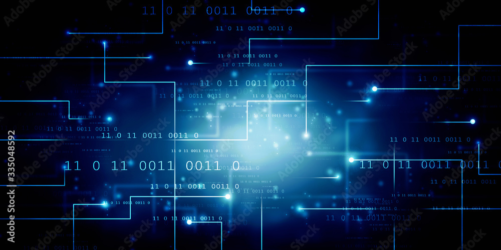 Fototapeta premium 2d illustration abstract digital binary data on computer screen