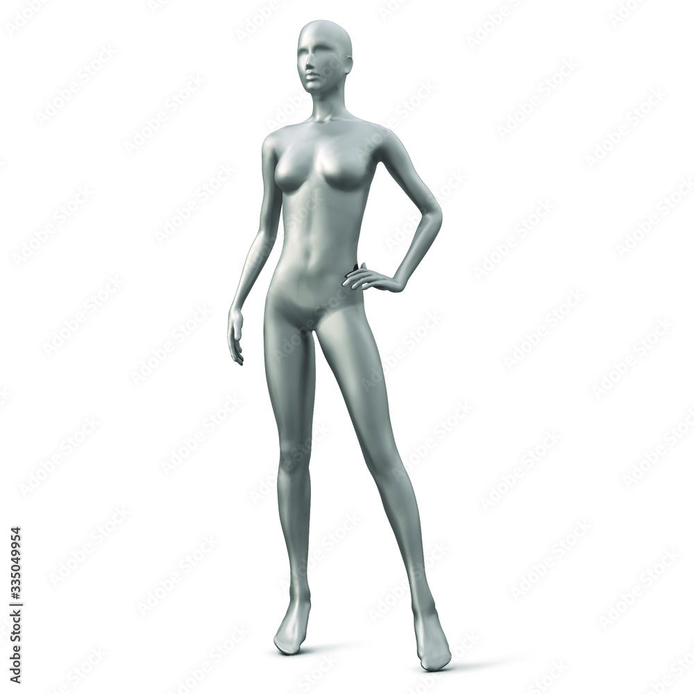 Female mannequin of silver color isolated on white background. Vector illustration Female mannequin of silver color isolated on white background. Vector illustration