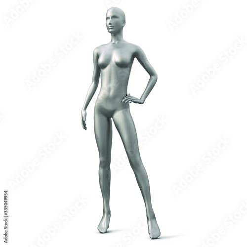 Female mannequin of silver color isolated on white background. Vector illustration