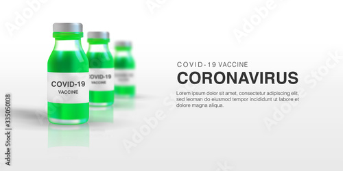 Realistic 3D vector illustration of vaccine for corona viruses cells template background. Novel Coronavirus (2019-nCoV)