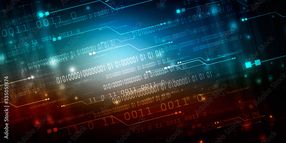 Obraz premium 2d illustration abstract digital binary data on computer screen