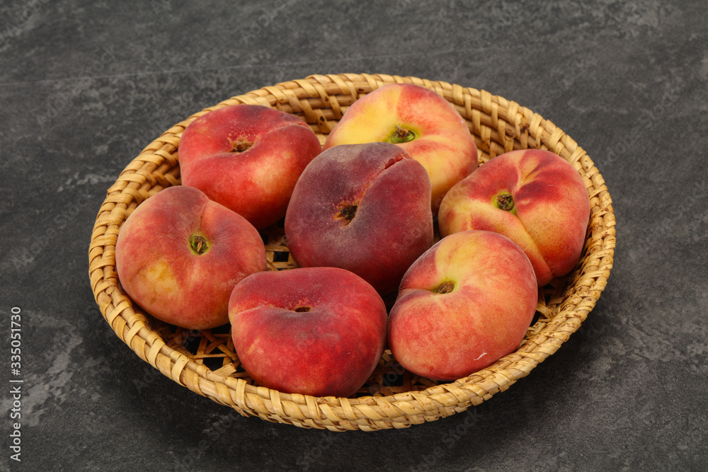 Sweet ripe tasty flat peach