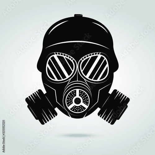 Gas Mask Vector Icon on gray background
