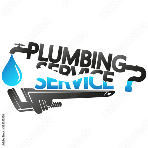Plumbing service with a drop of water and wrench symbol