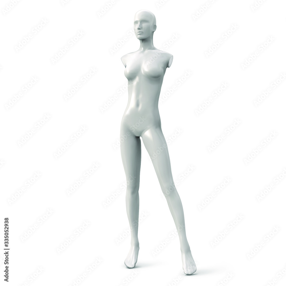Body of female mannequin without hands white color. Vector illustration.