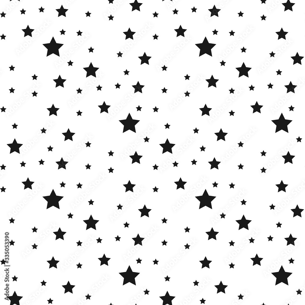 Obraz premium Seamless pattern with black stars on a white background. Vector illustration.