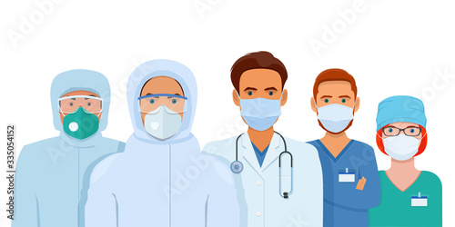 Doctors and nurses in protective suits